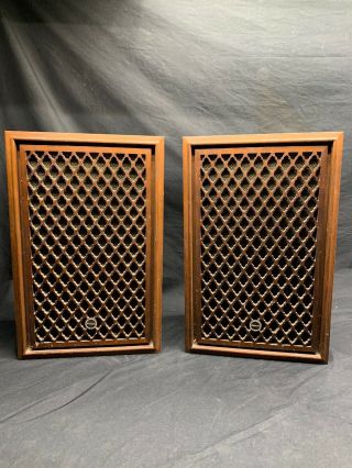 Vintage Sansui Sp - 30 Lattice Grill Wood Speakers