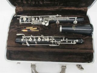 Buescher Usa Vintage Wooden Soprano Oboe W/ 3 Staples & Case