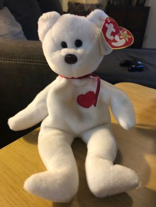 Rare: 1993 Valentino The Bear Ty Beanie Baby With Brown Nose & Multiple Errors
