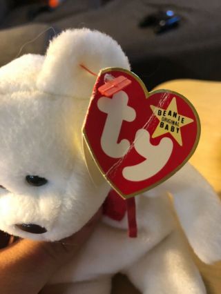 RARE: 1993 Valentino The Bear Ty Beanie Baby with Brown Nose & Multiple Errors 2