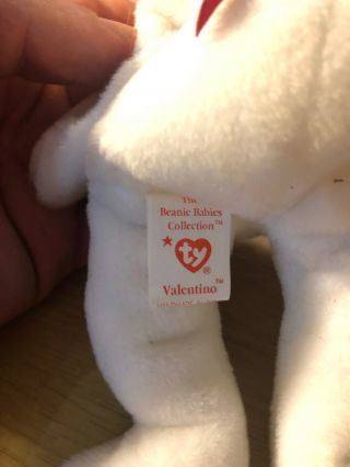 RARE: 1993 Valentino The Bear Ty Beanie Baby with Brown Nose & Multiple Errors 3