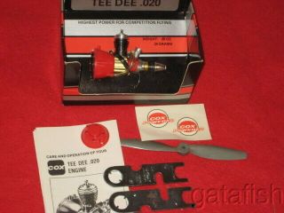 Vintage Cox Tee Dee 020 Contest Nitro Model Airplane Engine Wbox Prop