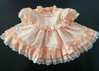 Vintage Martha ' s Miniatures Ruffle Baby Party Dress Swiss Dot Peach Apricot EUC 3