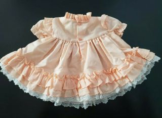 Vintage Martha ' s Miniatures Ruffle Baby Party Dress Swiss Dot Peach Apricot EUC 4