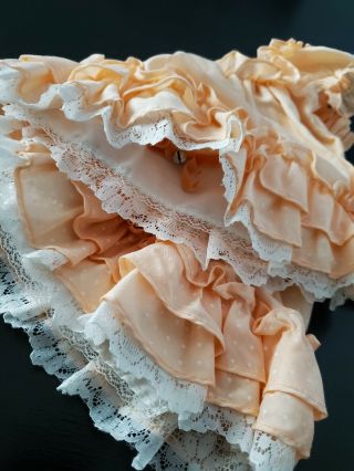 Vintage Martha ' s Miniatures Ruffle Baby Party Dress Swiss Dot Peach Apricot EUC 6