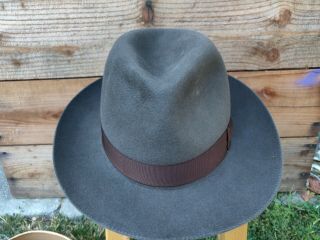 Vintage Borsalino Alessandria Italy Gray Felt Fedora Hat Size Us 7 5/8 61