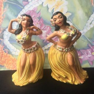 Vintage Atlantic Mold Hawaiian Hula Dancer Figurines Rare Hawaii
