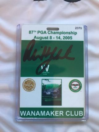 Phil Mickelson Signed 2005 PGA Championship Flag & Signed 2005 PGA Badge RARE 3