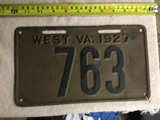 Vintage Collectible Antique License Plate West Virginia 1927