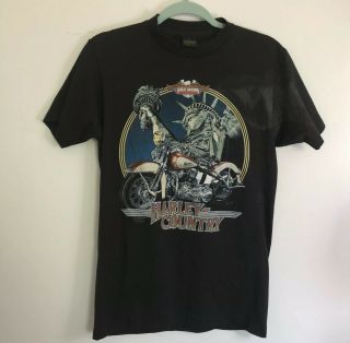 Rare Vintage 1988 Harley Davidson Shirt 3d Emblem 90’s Statue Of Liberty Tshirt