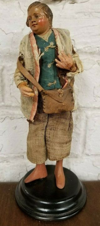 Late 18th/early 19th C.  Italiann Neapolitan Boy With Bag Creche Doll