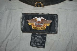 Vtg HARLEY DAVIDSON Distressed Leather Motorcycle Jacket Biker Womens L/XL 2