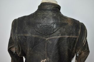 Vtg HARLEY DAVIDSON Distressed Leather Motorcycle Jacket Biker Womens L/XL 8