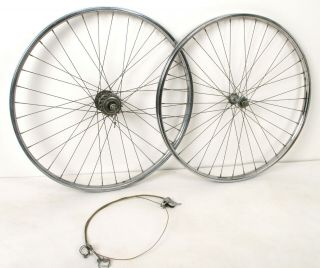 Vtg Schwinn Bicycle Wheel Set 26x1 - 1/3 W Sturmey Archer 3 - Speed Hub & Shifter