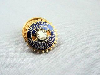 Vintage Rotary International Past President 14k Lapel Pin With Diamond
