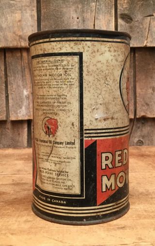 Rustic Vintage RED INDIAN Auto Motor Oil 1 Qt Tin Can Gas Service Station Sign 4