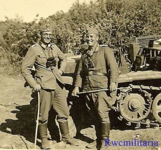 Very Best Jovial Wehrmacht Officers In Field By Sdkfz 10/2 2cm Flak Halftrack