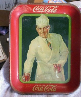 Vintage Coca Cola Serving Tray 1927 Soda Jerk