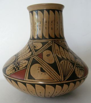 Vtg Signed Victor Ortiz Mata Ortiz Casa Grande Pueblo Indian Design Pottery Vase 2