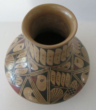 Vtg Signed Victor Ortiz Mata Ortiz Casa Grande Pueblo Indian Design Pottery Vase 3