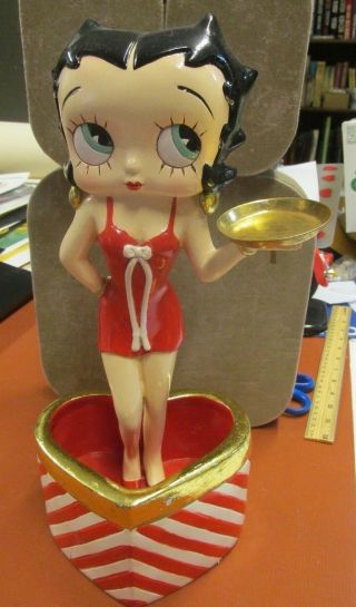 Vintage 1972 Betty Boop Holding Tray Inside Heart Red White Container Approx 14 "