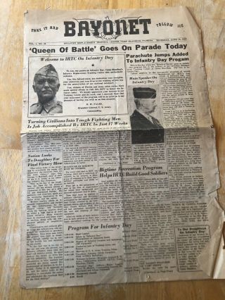 Wwii Us “bayonet” Newspaper Of Camp Blanding,  Florida June.  15,  1944
