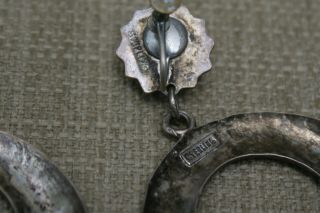 Vintage Native American Navajo Sterling Silver Earrings 2 1/2” long 7