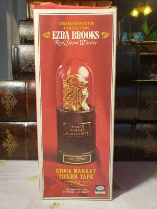 Vntg 1970s Ezra Brooks Stock Market Decanter Aged 24k Gold Heritage China