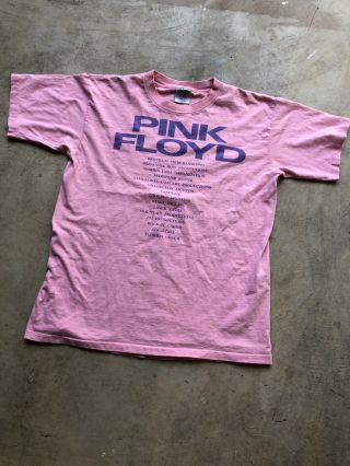 Vintage 1980s Pink Floyd Would Like To Thank Local Crews Staff Tour T - Shirt Rare