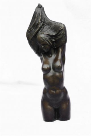 Bronze Classic Sculpture Nude Female Woman Statue Rare 14 " Inches Figurine