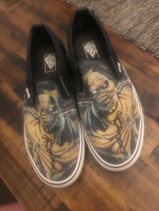 Vintage Iron Maiden Piece Of Mind Vans Slip On Skateboard Skate Shoes Sz 11.  5