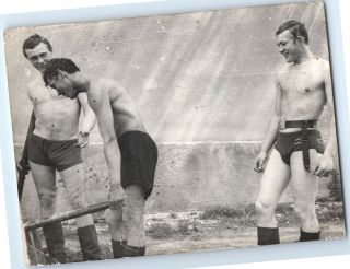 Group Shirtless Men Underwear Soldiers Bulge Trunk Vintage Photo Gay Int R11