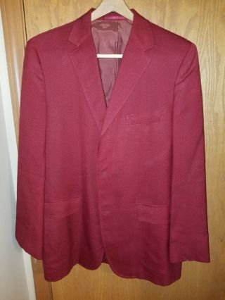 Trad J Press Solid 100 Cotton Maroon/red Sport Coat Blazer 40l 3/2 Roll Vintage