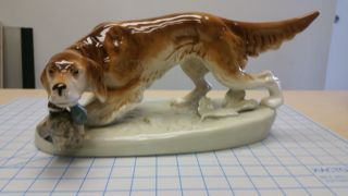 Vintage Royal Dux Retriever Hunting Dog With Duck