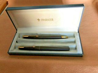 Vintage Parker 50 (falcon) Matte Brown Fountain Pen And Pencil Set