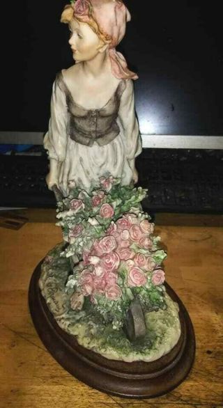 Vintage Giuseppe Armani Capodimonte Porcelain figurine,  Girl with flower wheelba 3