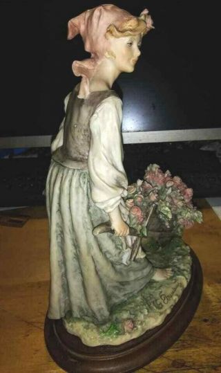 Vintage Giuseppe Armani Capodimonte Porcelain figurine,  Girl with flower wheelba 4