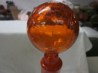 VINTAGE Blenko crackle glass decanter.  ORANGE GROUND STOPPER 17.  5 