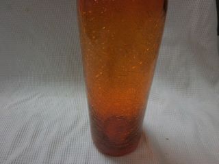 VINTAGE Blenko crackle glass decanter.  ORANGE GROUND STOPPER 17.  5 