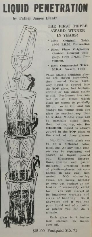 Vintage Abbott ' s Magic Liquid Penetration Glass Trick Father James Blantz 2