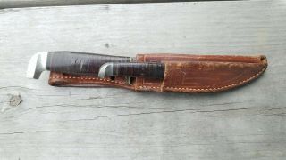 Rare Case 1940 - 1960 Usa Vintage 2 - Knife Set Hunting Knives & Case Xx Dbl.  Sheath