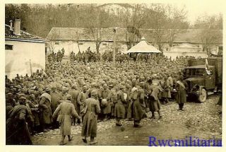 BALKAN BLITZ German View of Open Lager Filled w/ Captured Serbian POW ' s; 1941 2