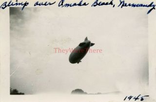 Wwii Photo - Usn Navy Barrage Balloon / Blimp - Omaha Beach,  Normandy France