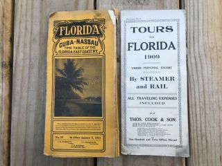 Vintage 1909 1911 Florida East Coast Railway Train Timetables