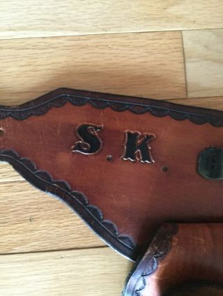 Vintage Western style leather two gun holster & belt 5