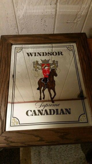 Vintage Framed Imported Windsor Canadian Supreme Whiskey Bar Mirror Sign