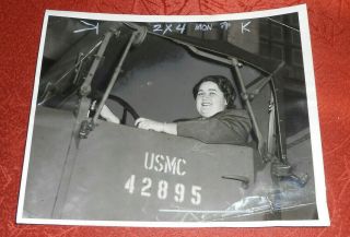 1942 Wwii Press Photo Dorothy Traung Driving Usmc Truck