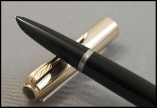 Very Early Vintage Parker 51 Black And Gold With Ef Gold Nib
