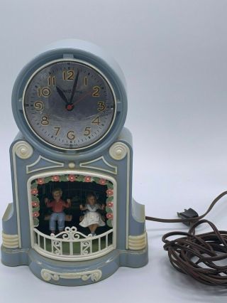 Vintage Mastercrafters Electric Clock Swinging Playmates Model 551 Boy & Girl