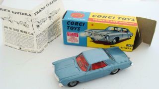 Vintage Corgi 245 Buick Riviera Car Mib With Leaflet